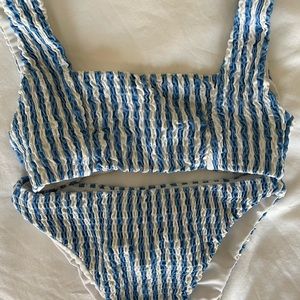 Blue and white striped bikini set - Tularosa